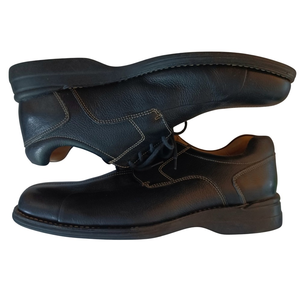 Johnston & Murphy Mens Black Pebbled Leather Split Toe Oxfords 20-7222 Size 12 M - Picture 10 of 13